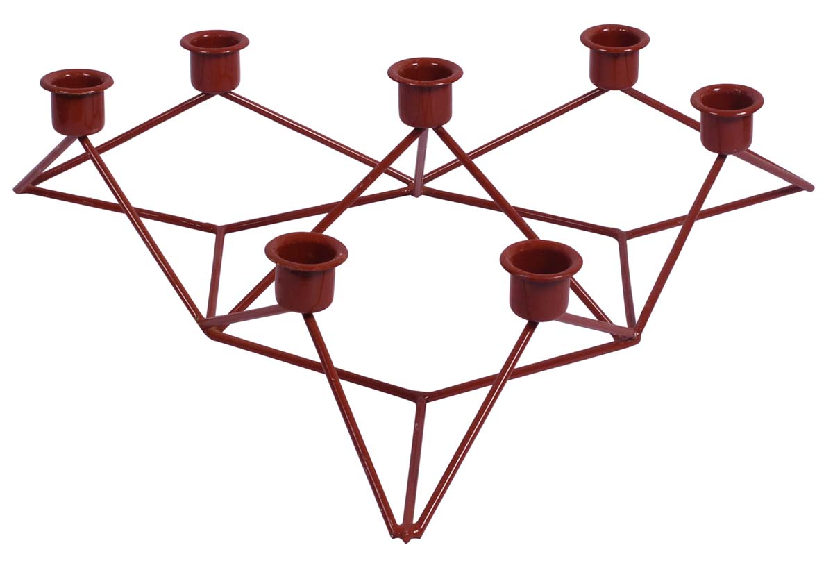 Multiple Taper Candle Holder – Cast in Iron – 3D Geometric Design – Hand-Painted in Brown Color – Metal Candelabras – Unique Candle Décor - Buy in Bulk Wholesale